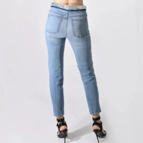 NWT IRO Jeans with sequined waistband - ankle pant distressed size 28 - Picture 5 of 12